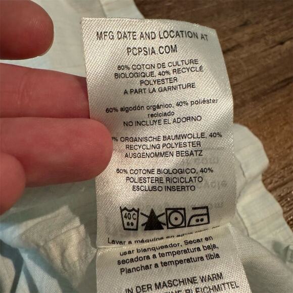 Patagonia Island Hopper Camp Shirt L Pale Green Vented Short Sleeve FLAWS - Picture 9 of 11